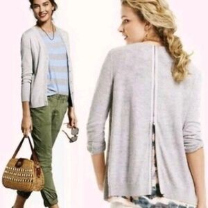CAbi Cobblestone Cotton /Acrylic Light Grey Cardigan Size M Style 5014